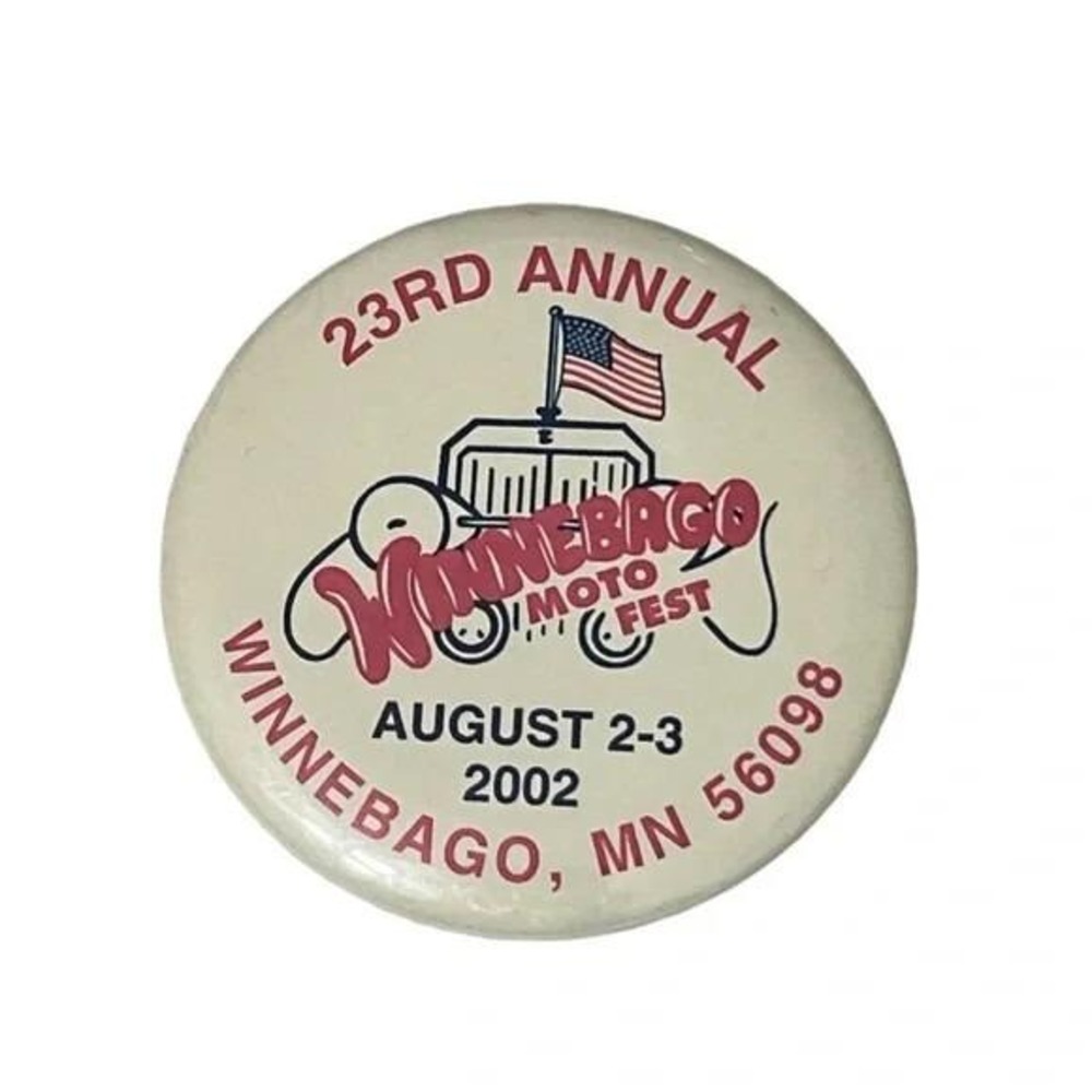 23rd Annual Winnebago Moto Fest Vintage Button 2002 Minnesota A83
